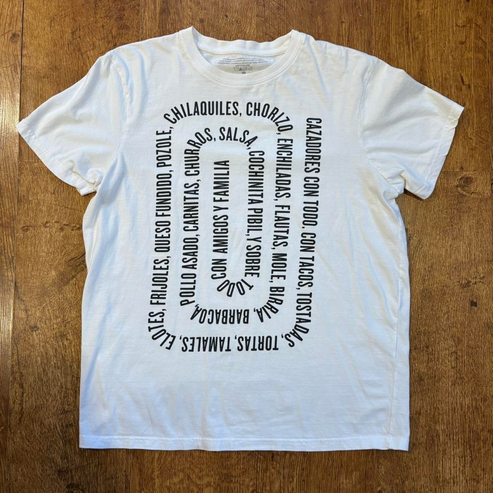 Tequila Cazadores White Spiral Graphic T-Shirt Mens Large Streetwear Casual